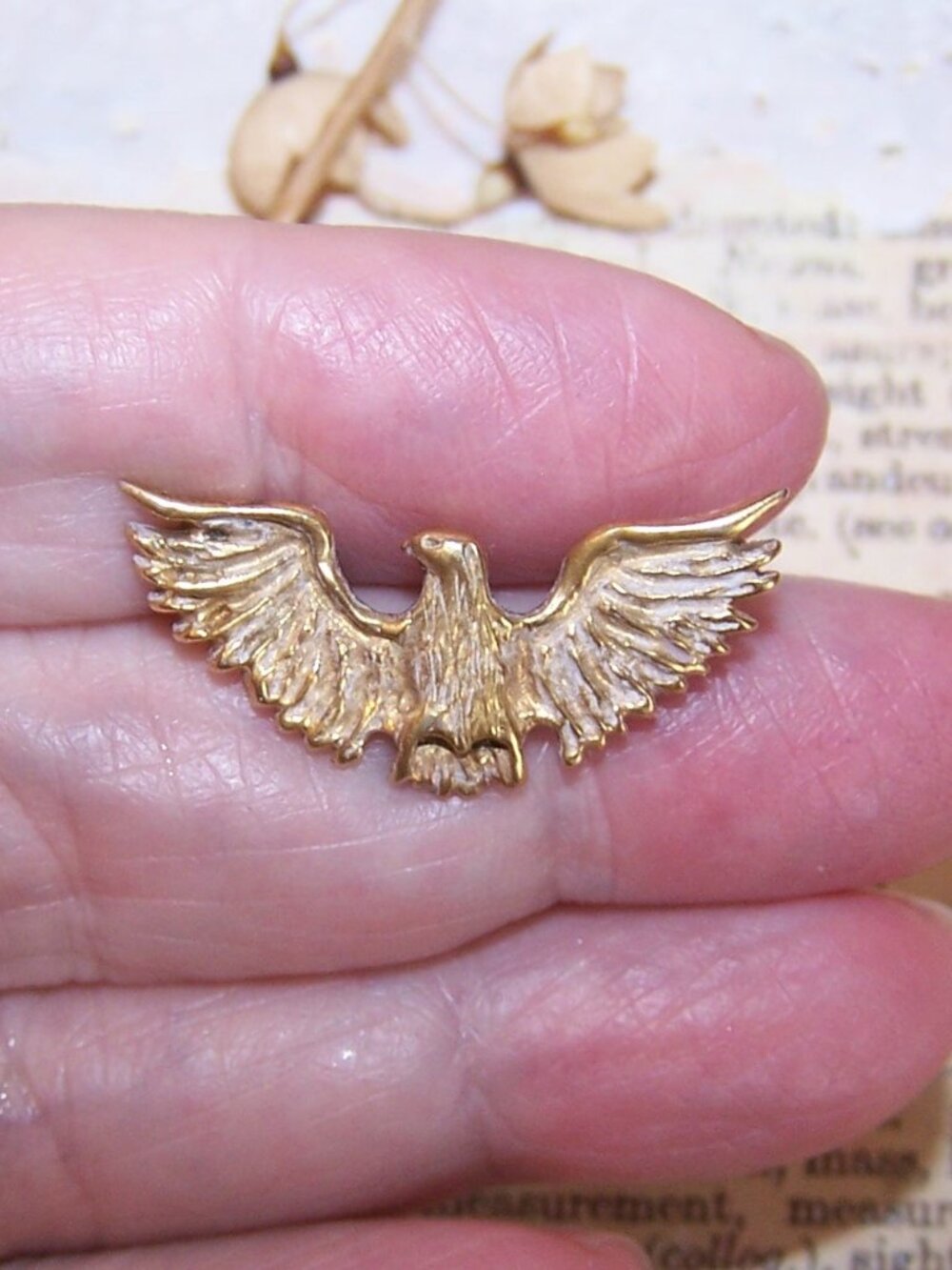 Sterling Silver Vermeil Eagle Lapel Pin Brooch